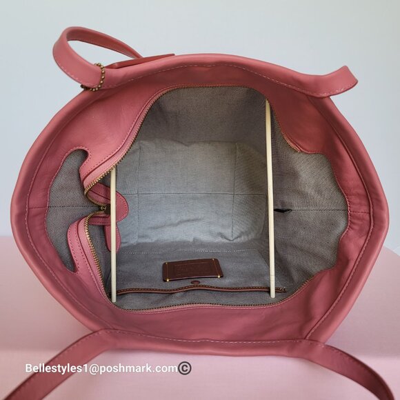 COACH Bea Colorblocked Smooth Leather Large Tote -Taffy Orange multi color ⭐ - Picture 13 of 16